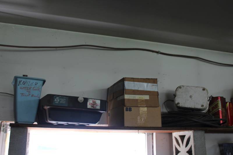 lot 245 image: Electrical Wiring, Halogen Lamps, Oil change Pan, Honeywell AM Radio, Tank, and more