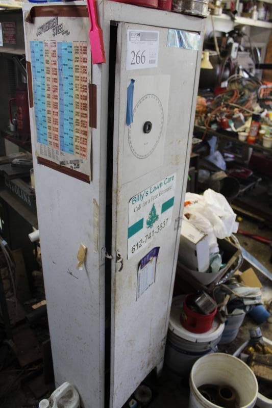 lot 266 image: 1 Door Metal Cabinet with Contents