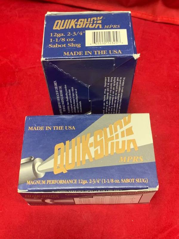 lot 45 image: Quickshok 2 34 12 Gauge Sabot Slugs 20 Rounds
