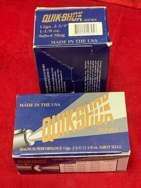 lot 46 image: Quickshok 2 34 12 Gauge Sabot Slugs 20 Rounds