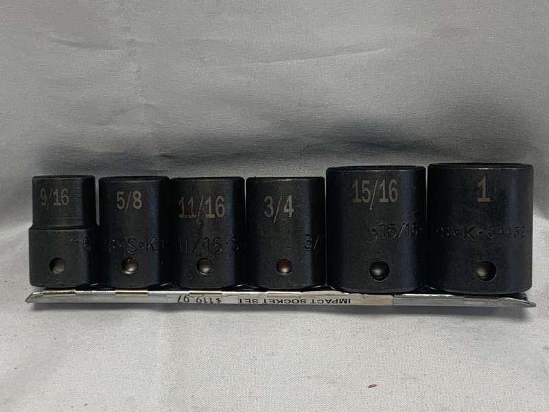 lot 69 image: New SK Tools 6pc 12 Drive SAE Impact Socket Set Made in USA