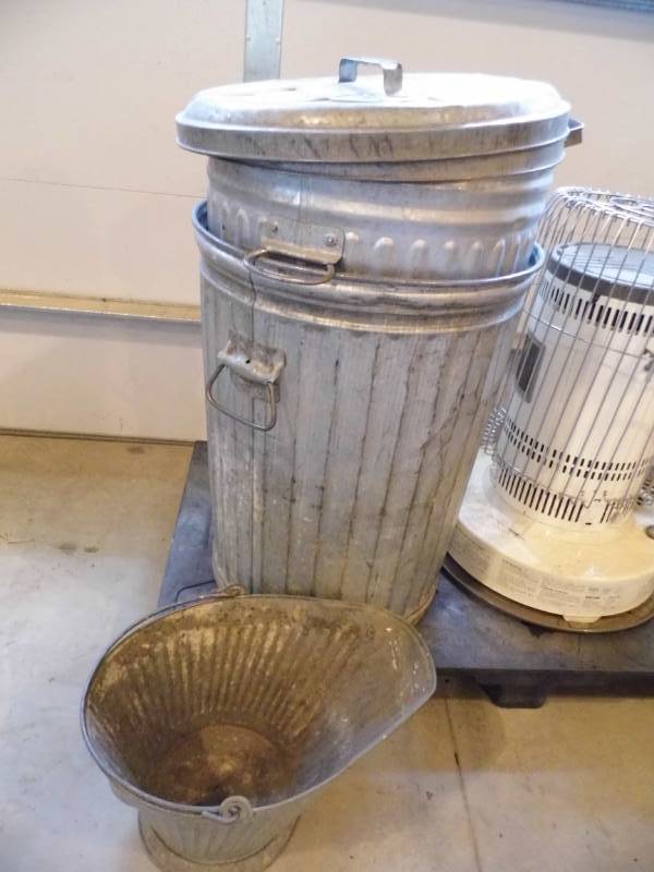 lot 169 image: Lot of 2 Metal Garbage Cans - Coal Bucket
