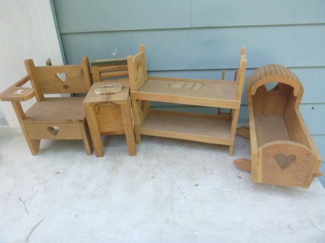 lot 120 image: Homemade Wooden Doll Furniture