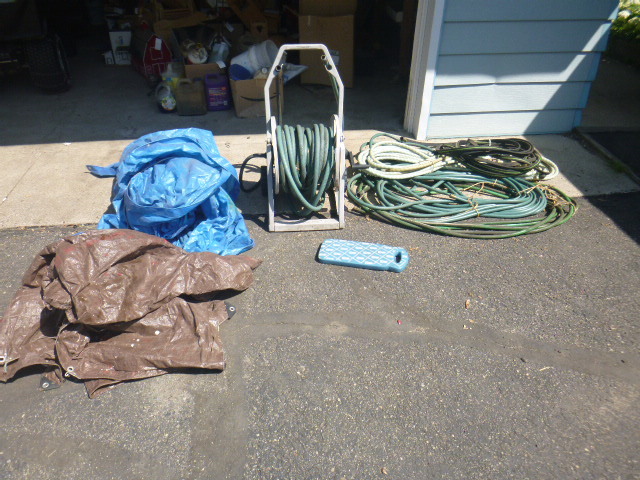 lot 163 image: Garden Hoses, Reels and Tarps
