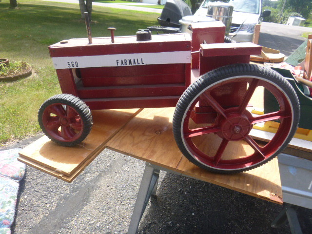 lot 221 image: Homemade Wooden Farmall Tractor