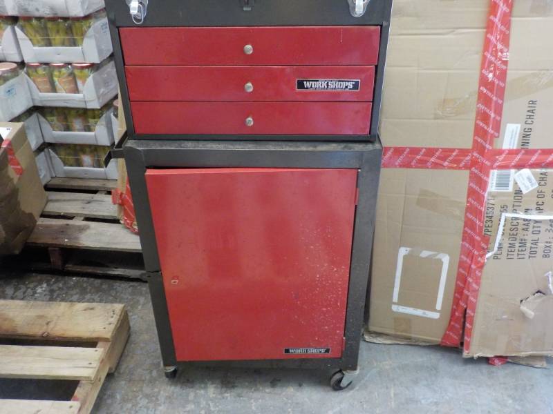 lot 44 image: 2 Piece Work Shops Tool Metal Chest...