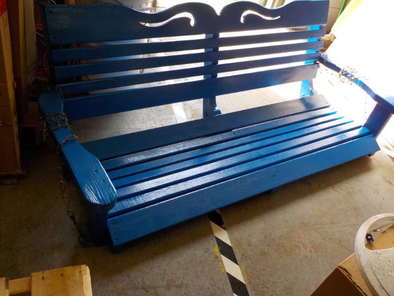 lot 45 image: Wood Porch Swing with Chairs...