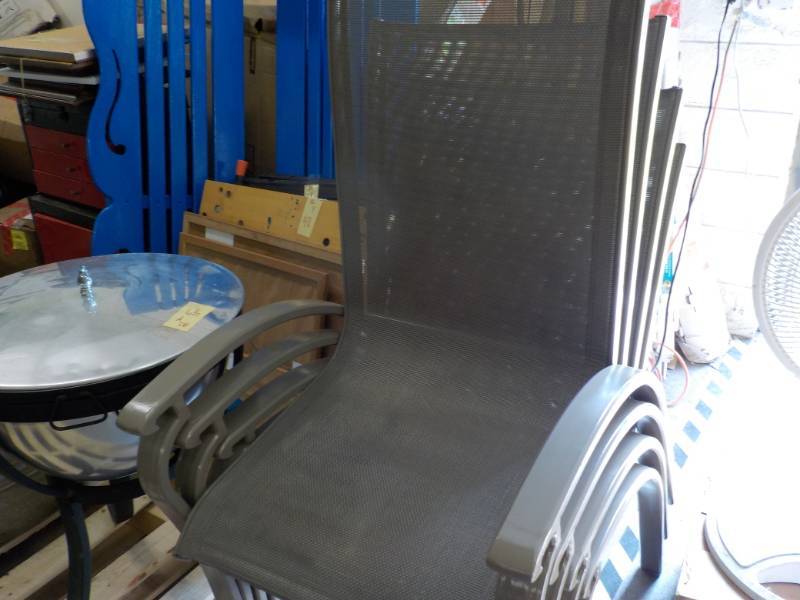 lot 54 image: 4 Patio Mesh Chairs Stackable exce...