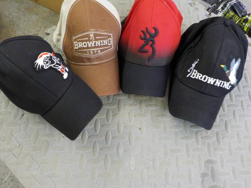lot 117 image: 3 Browning Hats and 1 No Fear Hat...