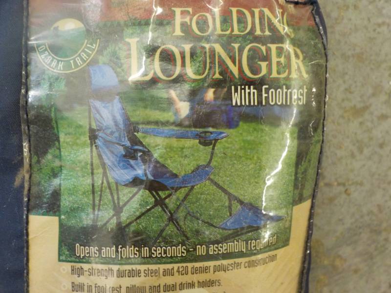 lot 220 image: Folding Lounger with Foot Rest in B...