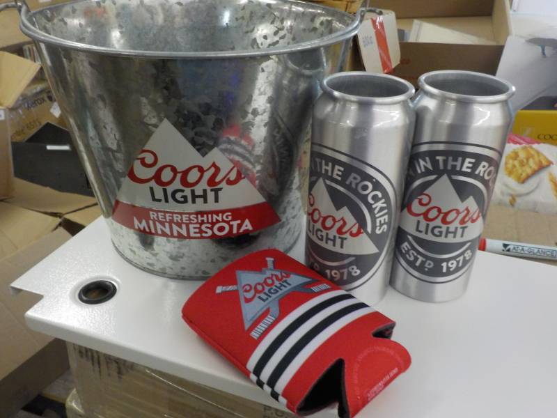 lot 314 image: Coors Light Pail, Cans and Cooler...
