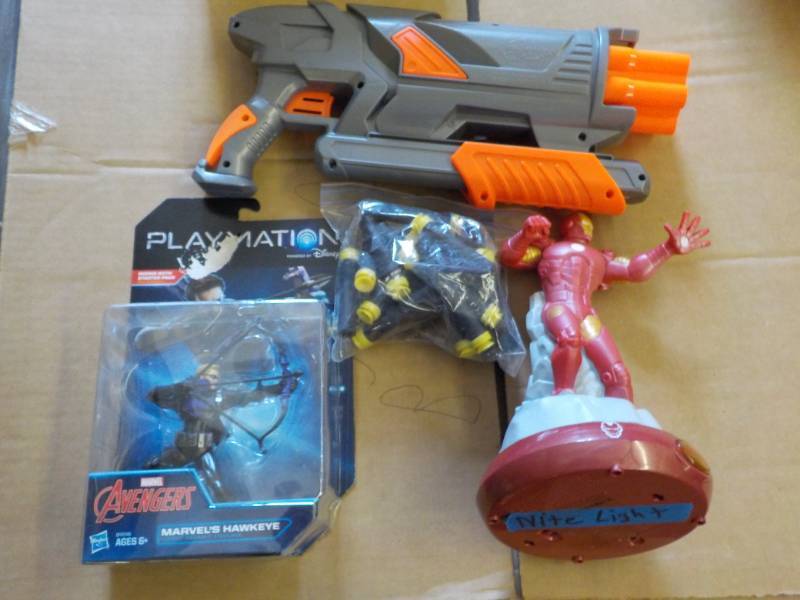 lot 328 image: Nerf Gun and Bullets, Marvels Hawke...
