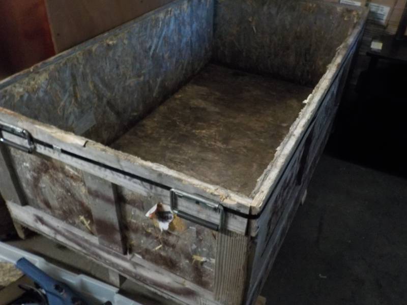 lot 380 image: Wood Box on Wheels 35 x 62 x 27...