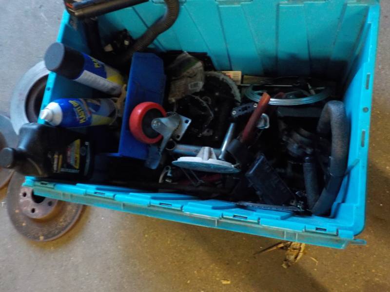 lot 407 image: Lockable Tote of Parts and misc...