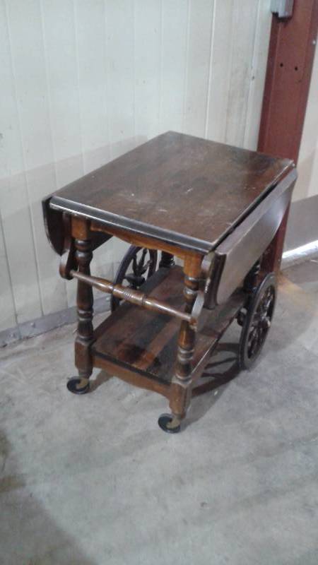 lot 10 image: Rolling Cart Table, Used, Shows Wear, Needs Some Refurb, Loose Parts