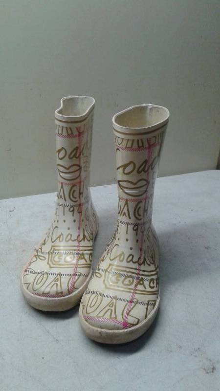 lot 26 image: Pair Of COACH Rain Boots, Unsure Of Size, Soles Are Over 10 Long