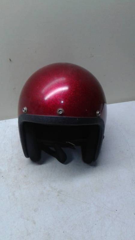 lot 83 image: Vintage Red Speckle Motorcycle Helmet, Used, Missing Size And Visor