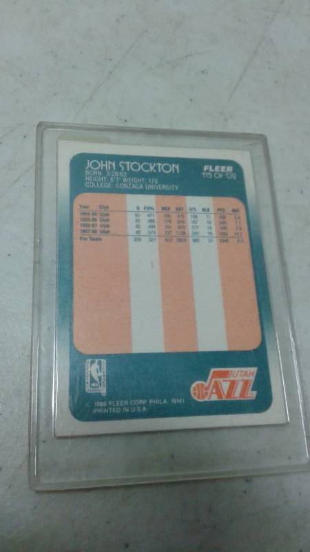 lot 105 image: 1988 Fleer John Stockton Rookie Basketball Card