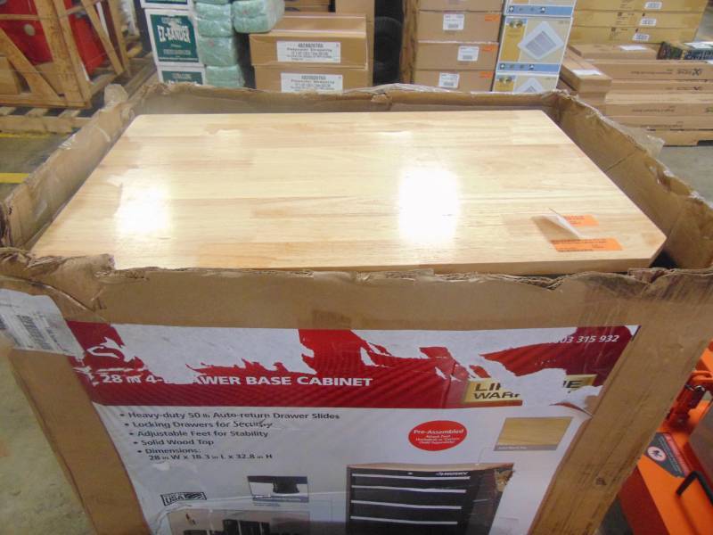 lot 301 image: Husky 30 in. H x 28 in. W x 18 in. D 4-Drawer Welded Base Cabinet in Black OD4F281830-0909