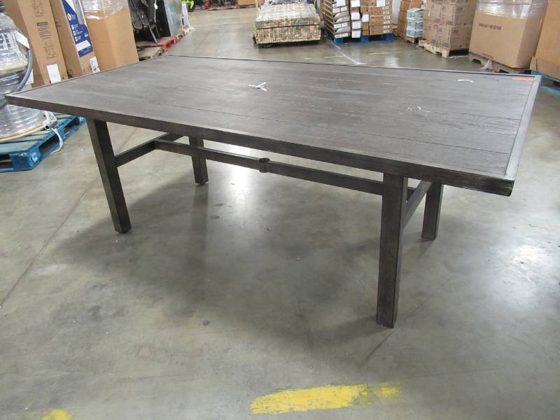 lot 23 image: allen  roth Riverchase Rectangle Dining Table 40-in W X 80-in L with Umbrella Hole FTS81057 - SCRATCH AND DENT