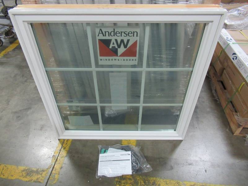 lot 39 image: Custom Andersen 400 Series 9 Lite Picture Window, Double Pane With Internal Grill.