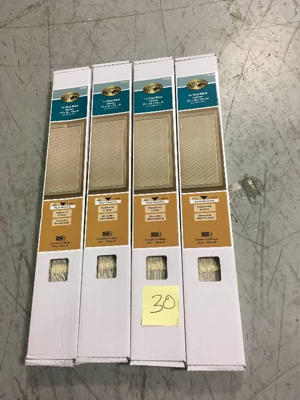 Set of 4 Hampton Bay 1 in Vinyl Blind Alabaster 27 in W x 72 in H not used