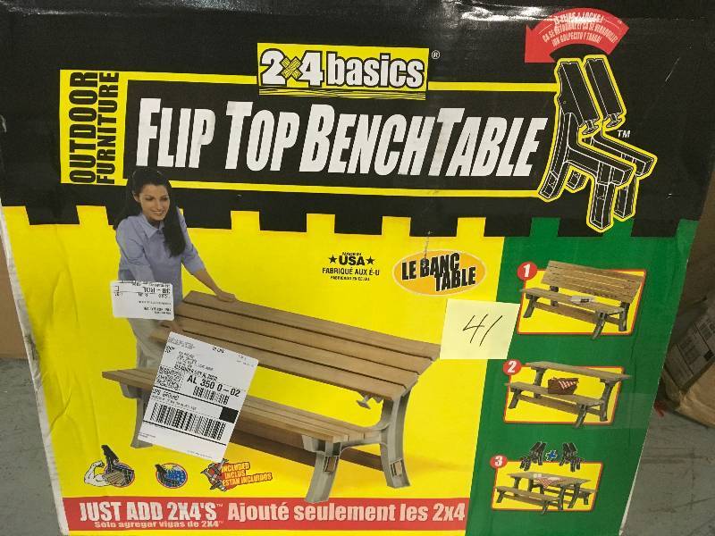 2 x 4 Basics Flip Top Bench Table, Sand not used