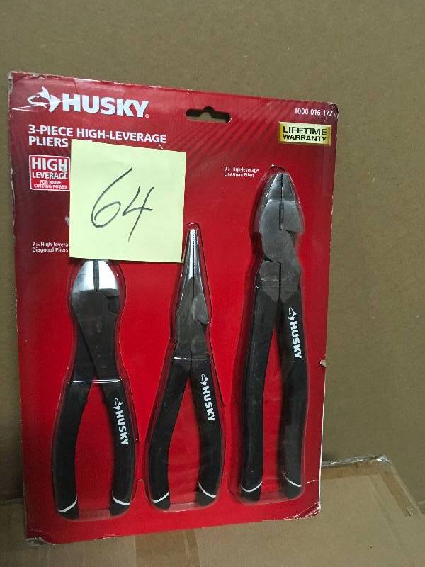 Husky High-Leverage Long Nose Pliers Set (3-Piece) in good condition