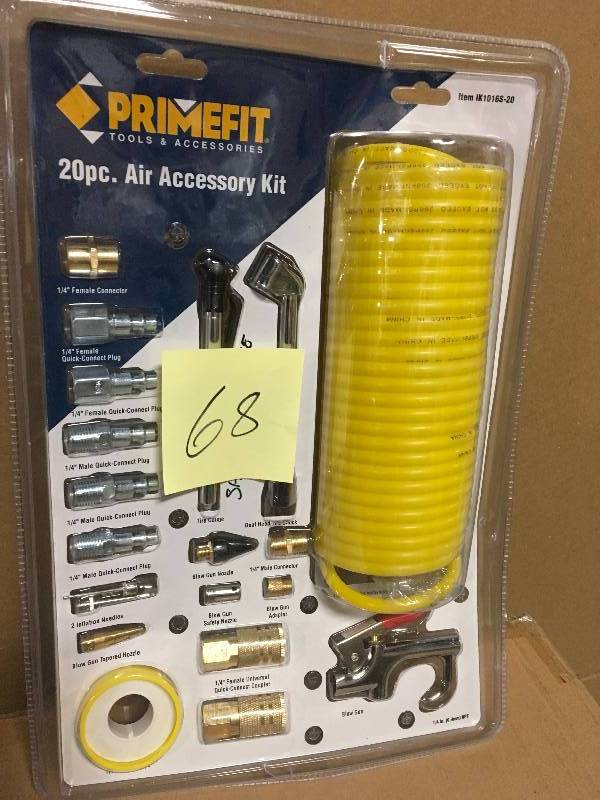 Primefit Air Accessory Kit with 25 ft. Recoil Air Hose (20-Piece) in good condition