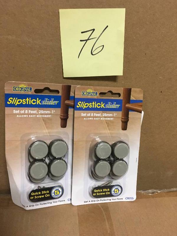 SlipStick 1 in. Round Chocolate Brown Self Stick or Screw On Floor Protector Chair GlidesSlider Feet (Set of 8) in good condition