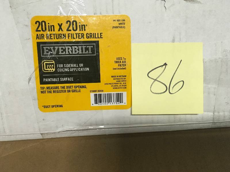Everbilt 20 in. x 20 in. White Return Air Filter Grille in good condition