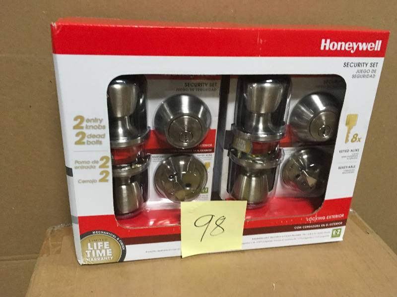 Honeywell Tulip Door Knob Home Security Kit, Satin Nickel, in good condition