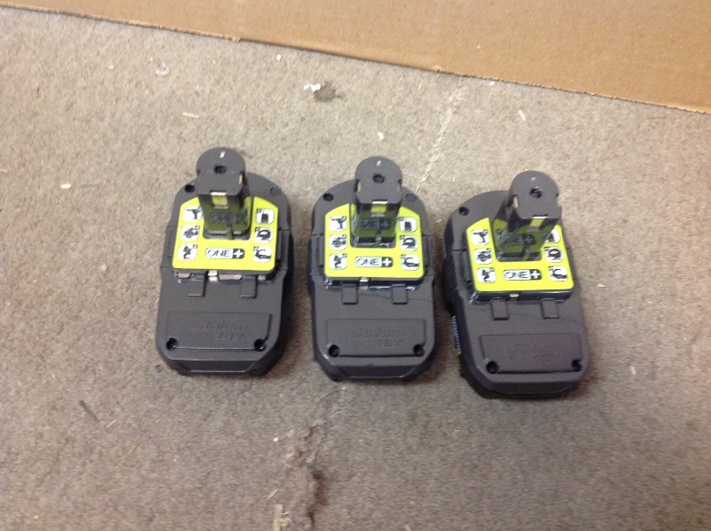 Lot of 3 Ryobi P190 2.0 Amp Hour Compact 18V Lithium Ion Battery  in good working order