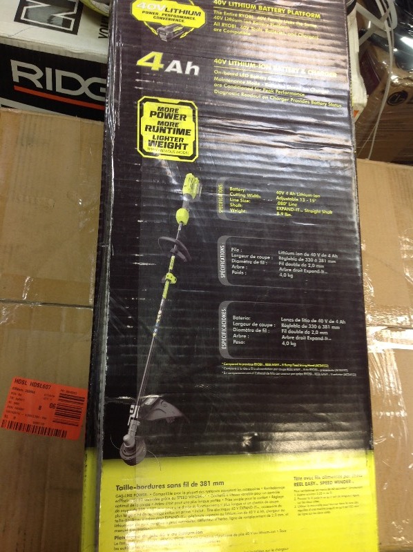 RYOBI 40-Volt Lithium-Ion Cordless Attachment Capable String Trimmer, 4.0 Ah Battery and Charger Included in good conditions