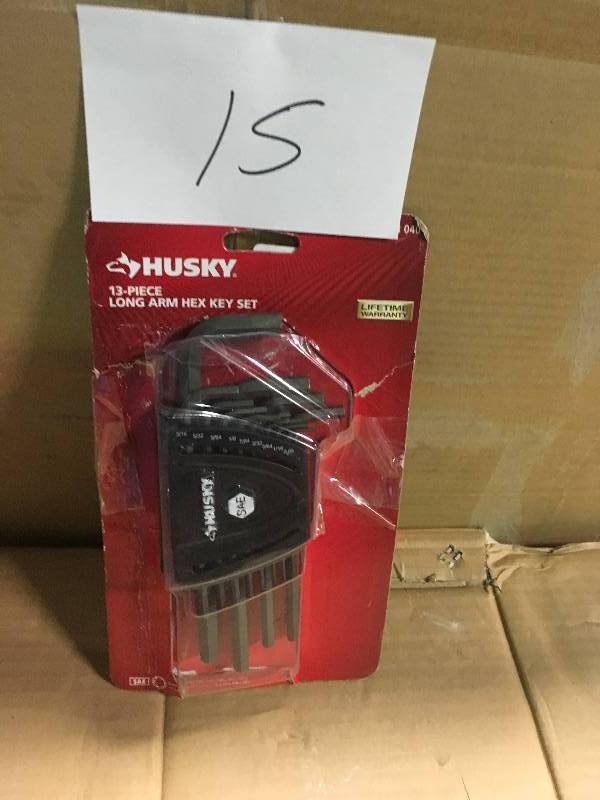 lot 15 image: Husky SAE Long Arm Hex Key Set (13-Piece) in good condition