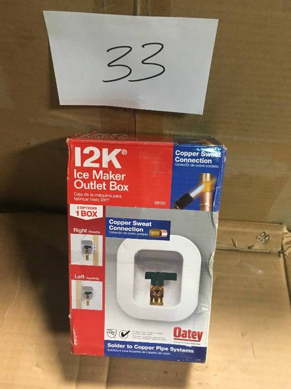 lot 33 image: Oatey I2K Icemaker Outlet Box 14 Turn in good condition