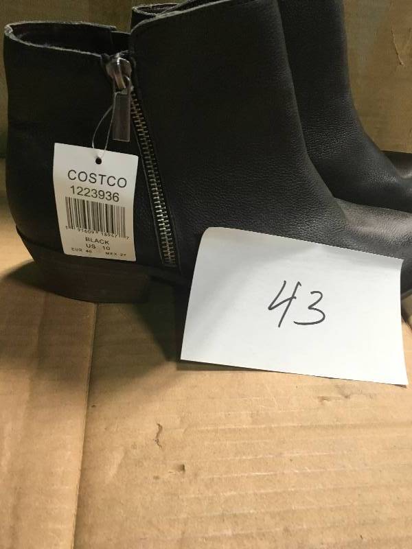 lot 43 image: Kensie Womens Ghita Leather Ankle BOOTS Black Size US 9 EUR 39 not used