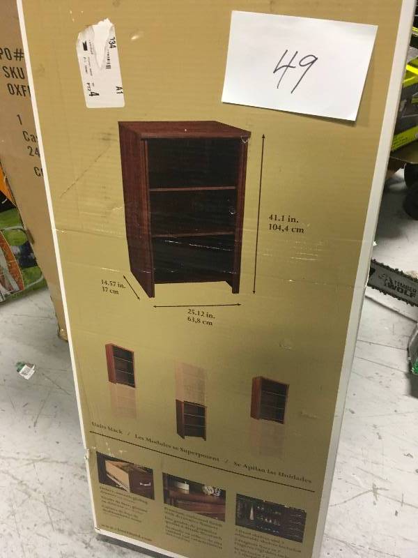 lot 49 image: ClosetMaid Impressions 14.57 in. x 25 in. Dark Cherry Laminate 4-Shelf Organizer not used