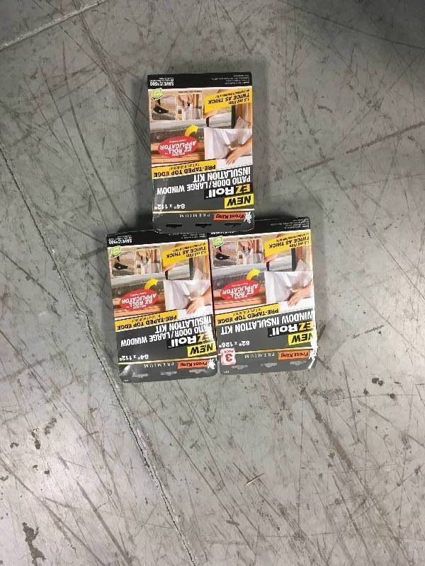 lot 54 image: Frost King EO 84 in. x 112 in. Premium Heavy-Duty EZ Roll-on Shrink Patio DoorLarge Window Insulation Kit not used