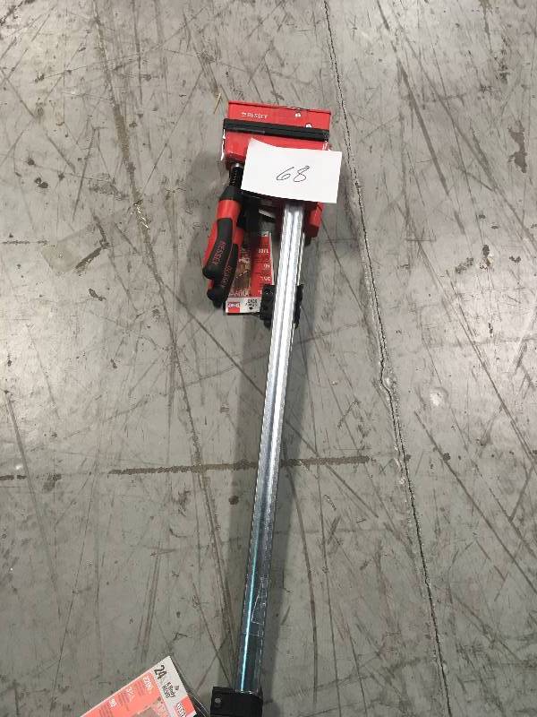 lot 68 image: BESSEY 24 in. K Body REVOlution (KRE) Parallel Clamp with Composite Plastic Handle and 3-3 4 in. Throat Depth in good condition