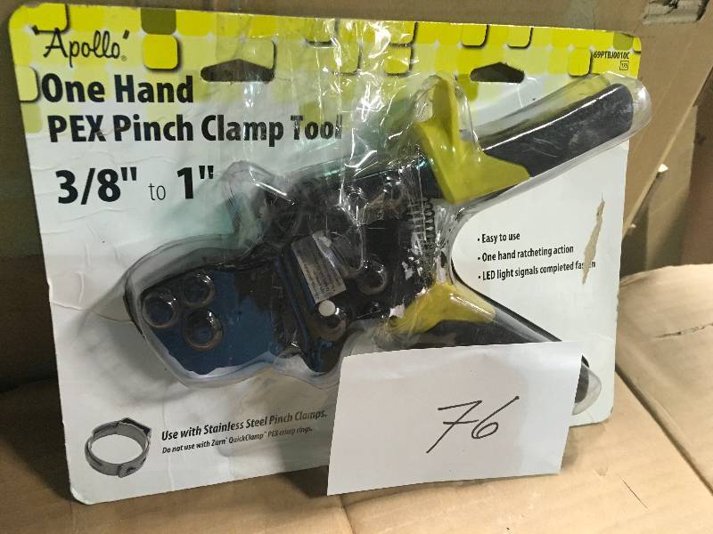 lot 76 image: Apollo 38 in. to 1 in. 1-Hand PEX Pinch Clamp Tool in good condition