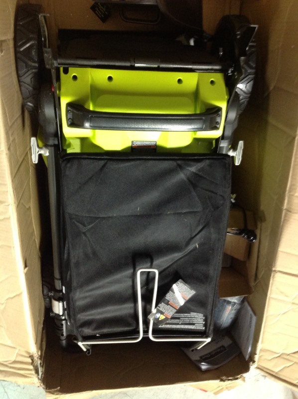 lot 115 image: RYOBI 20 in. 40-Volt Brushless Lithium-Ion Cordless Battery Walk Behind Push Lawn Mower 5.0 Ah BatteryCharger Included used in good working conditions