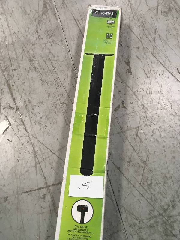 lot 5 image: Gibraltar Mailboxes Brighton Aluminum Top Mount Mailbox Post, Black in good condition