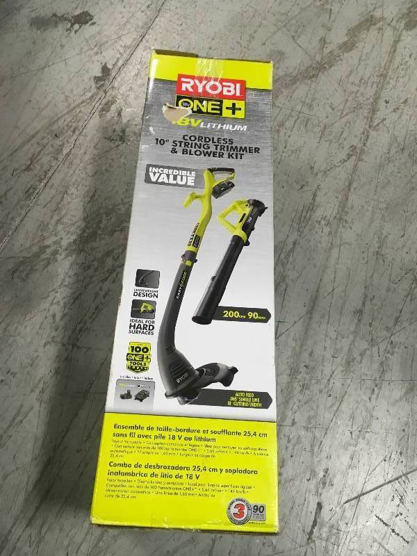 RYOBI ONE 18-Volt Lithium-Ion String TrimmerEdger and Blower Combo Kit 2.0 Ah Battery and Charger Included in good condition