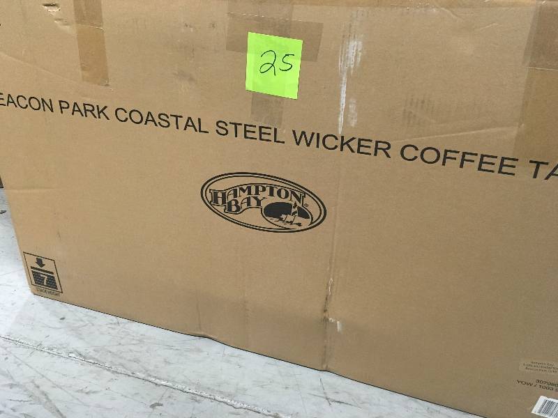 Hampton Bay Beacon Park Gray Wicker Outdoor Coffee Table not used