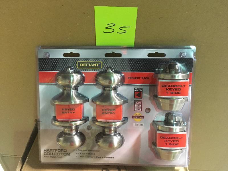 Defiant Hartford Satin Nickel Single Cylinder Keyed Entry Project Pack in good condition