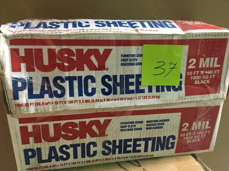 HUSKY 10 ft. x 100 ft. Black 2 mil Plastic Sheeting not used