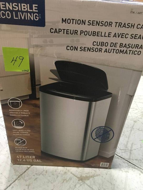 Sensible Eco Living Stainless Steel Trash Can With Motion Sensor 12.4 Gal in good condition