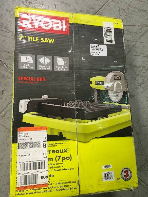 RYOBI 9 Amp Corded 7 in. Overhead Wet Tile Saw in good condition