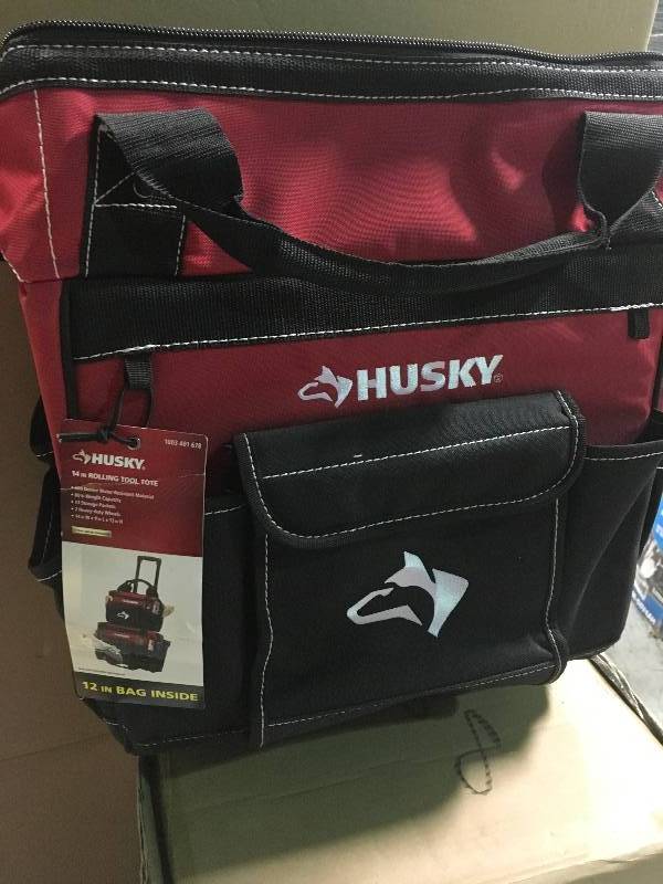 Husky 14 in. Rolling Tool Tote with Bonus 12 in. Bag in good condition
